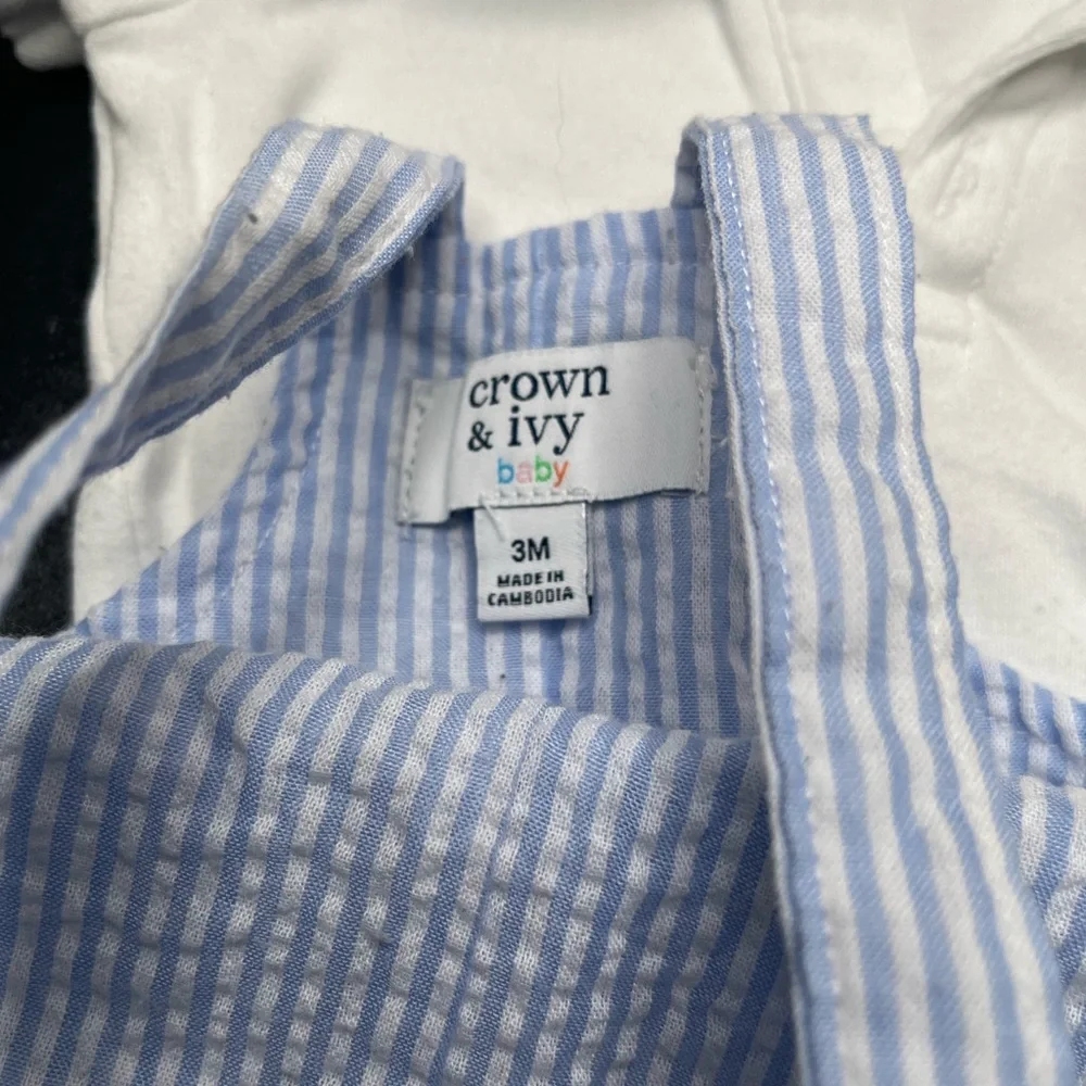Baby Bundle 3 months embroidered Nautical Striped Overalls